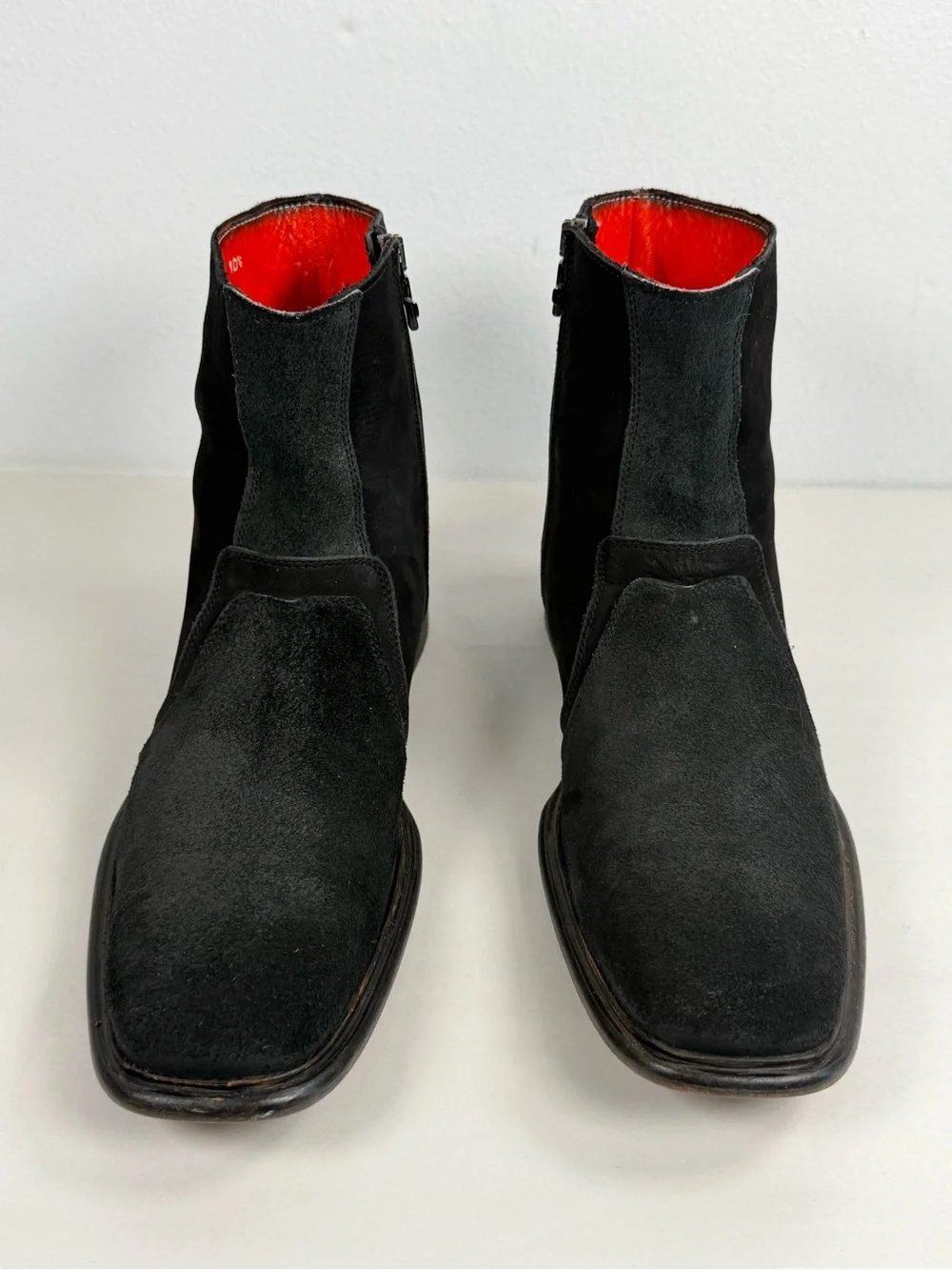 Men's Vintage MARK NASON Cross Boots Size 10.5 Black Zip Suede Made In Italy